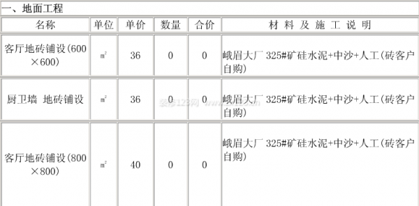 裝修報價清單