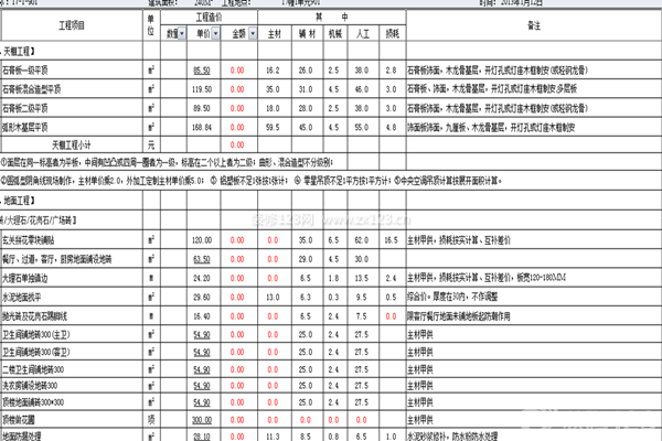 新房裝修預(yù)算表